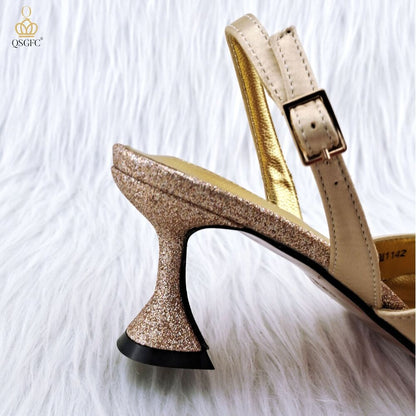 Classic Style Women's Hand Bag Matching High Heels Wedding Party Shoe Bag Set