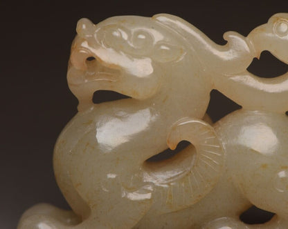 Antique Chinese Natural Hetian Jade Carving Beast Statue Exquisite Figurine Rare