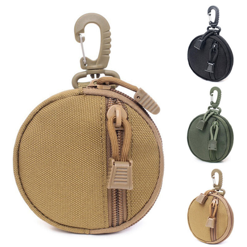 Outdoor Coins Purse Keychain Bag Pouch Tactical Round Wallet Portable Mini Bag