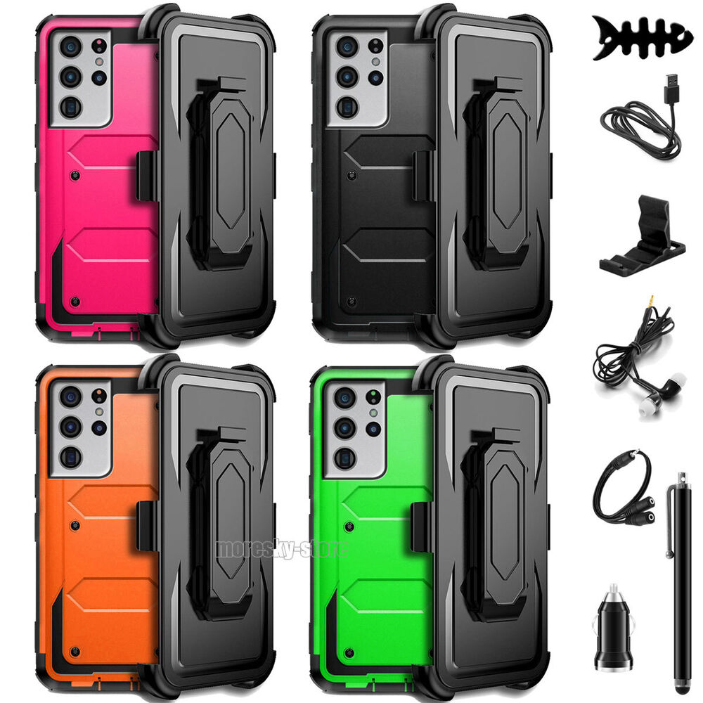 For Samsung Galaxy S21 Ultra/+/FE 5G Case Shockproof Clip Stand Cover Accessory