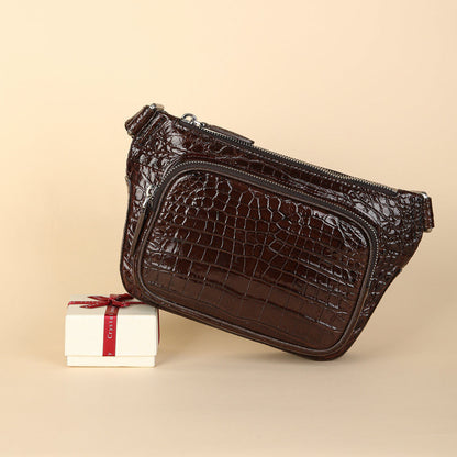 Real Crocodile Alligator Skin Leather Men's Crossbody Bag Luxury Sling Backpack