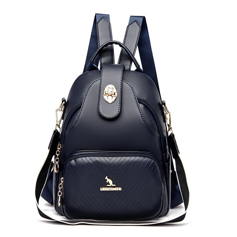 Women Backpacks Luxury Solid Colors Soft Genuine Leather Traveling Shoulder Bags