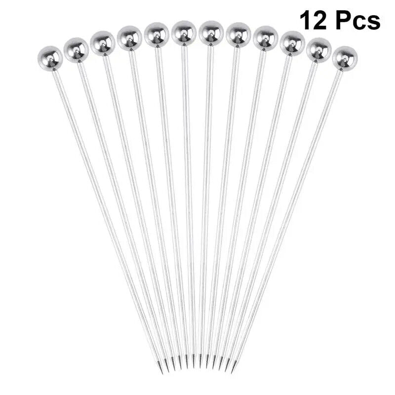 Cocktail Picks Stainless Steel Appetizer Skewers Toothpicks Fruit Stick 10~16Pcs