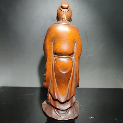 Boxwood Wooden Ornament Confucius statue carving home decor figurines desk art