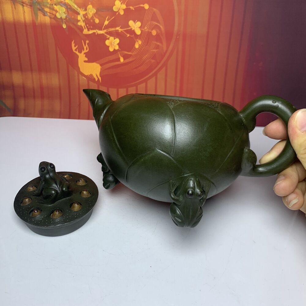 Vintage Chinese Yixing Purple Clay Teapot Zisha Ceramic Frog Lotus Teaware Nice