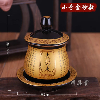 1-Piece Ceramic Water Cup Buddhist Temple Boat Victims -