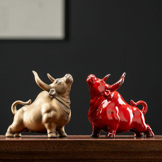 porcelain bull table decoration creative animal statue wealth bring mascot China