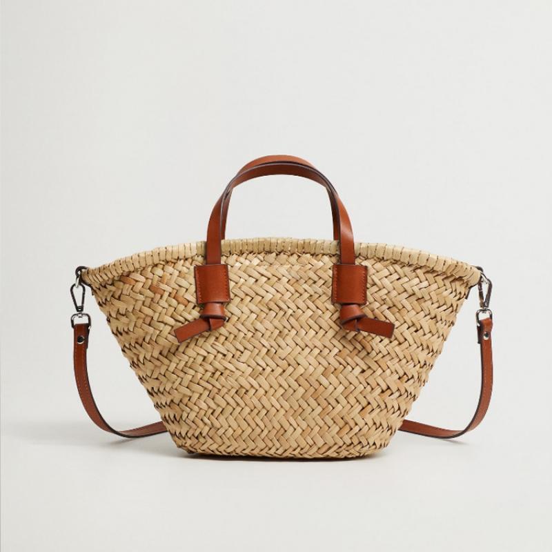Wicker Woven Basket Bags Rattan Women Handbags Beach Straw Tote Crossbody Bag