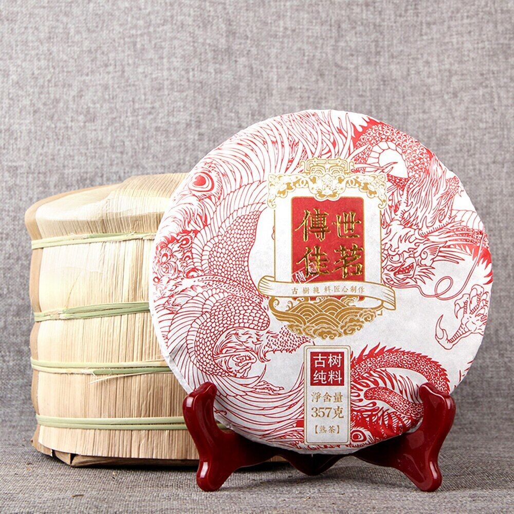 357g 2020 Chuan Shi Jia Ming Ripe Puer Tea Old Tree Pure Material Shu Puerh Tea