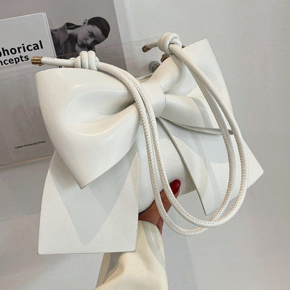 Textured Shoulder Underarm Bag Messenger Purse Bow Small Pouch 23*6*17 CM Zipper