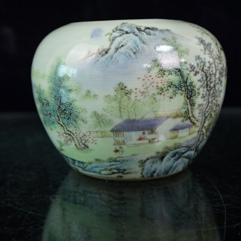 Chinese Jingdezhen Famille Rose Porcelain Hill Water Scenery Pot