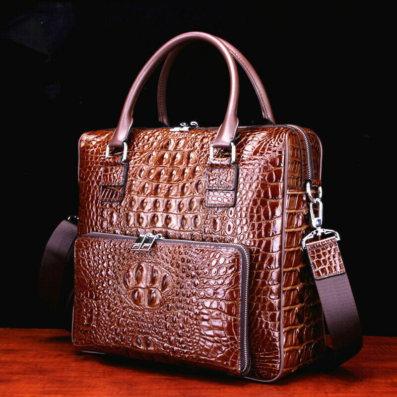 ?Real 100% Crocodile Alligator Skin Leather Men Business Briefcase Handbag Bags