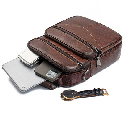 Men Genuine Leather Handbag Male Shoulder Bag Cowhide Leather Bag Men's Tote