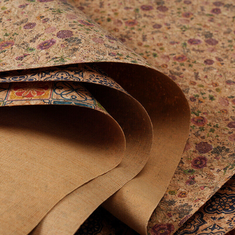 100x138cm Natural Cork Leather Fabric DIY Printed Textured Bag Furniture Decor