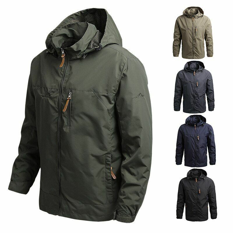 Hooded Raincoat Winter Waterproof Tactical Jacket Hiking Windbreaker Camping 5XL