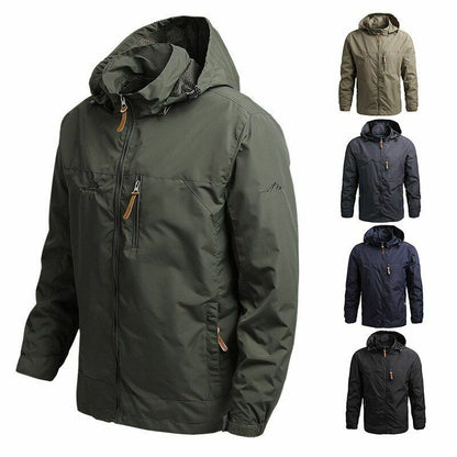 Hooded Raincoat Winter Waterproof Tactical Jacket Hiking Windbreaker Camping 5XL