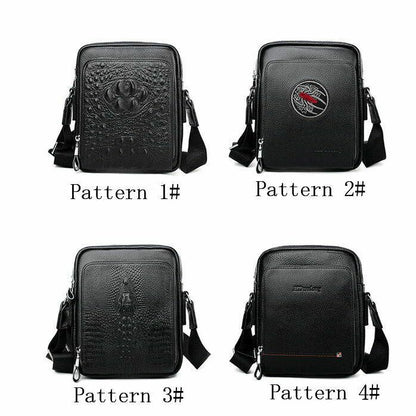 100% Cow Leather Crocodile Embossed Black Men's Business Shoulder/Messenger bags