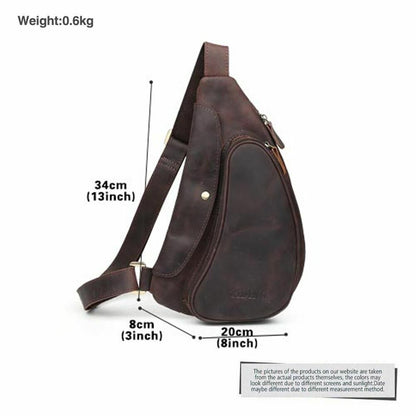 Men's Brown Real Leather Small Shoulder Sling Bag Sports Pouch Pack Cross Body