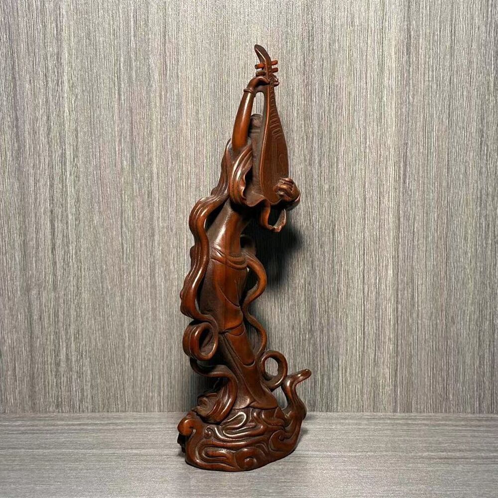 Collection Chinese Boxwood Carved Pretty Woman Statue Wood Sculptures Home Decor