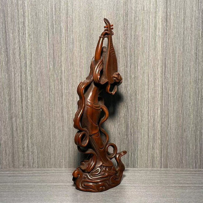 Collection Chinese Boxwood Carved Pretty Woman Statue Wood Sculptures Home Decor