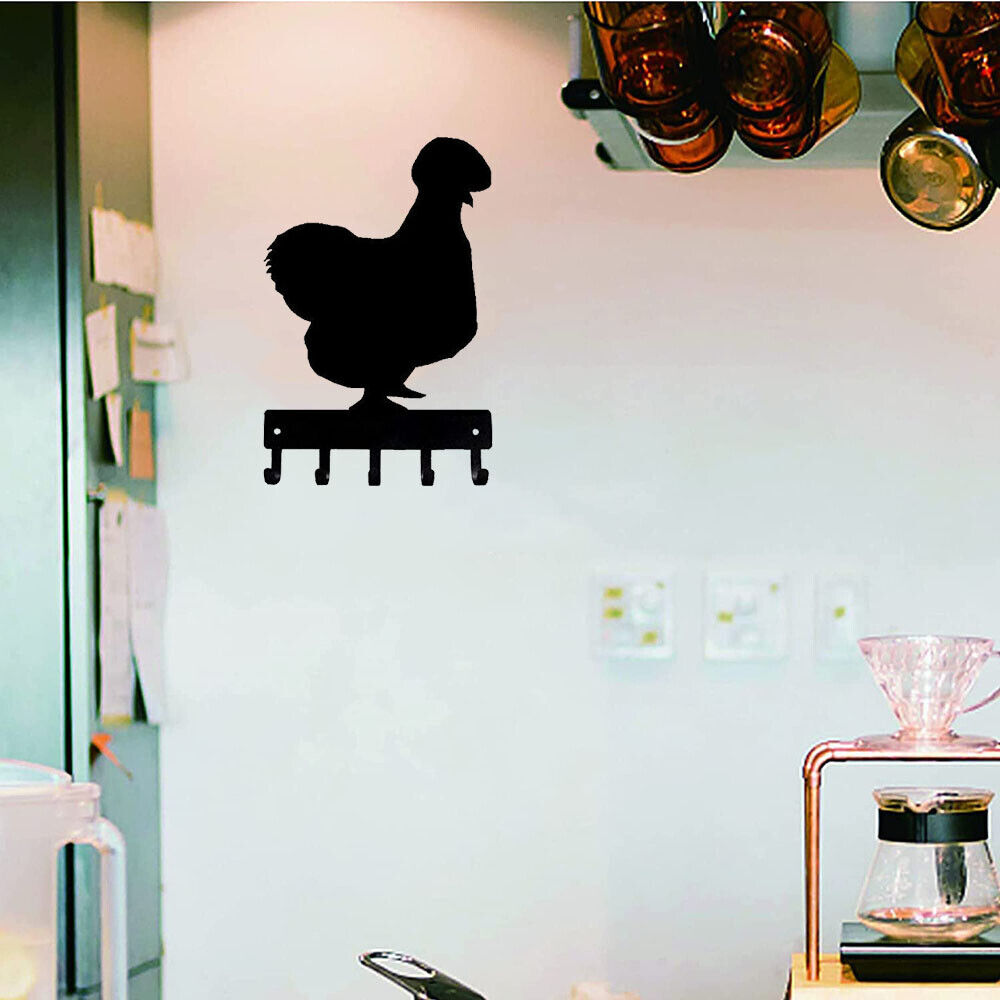 Silkie #1 Chicken Farm Key Rack - 6 inch Wide Metal Wall Art