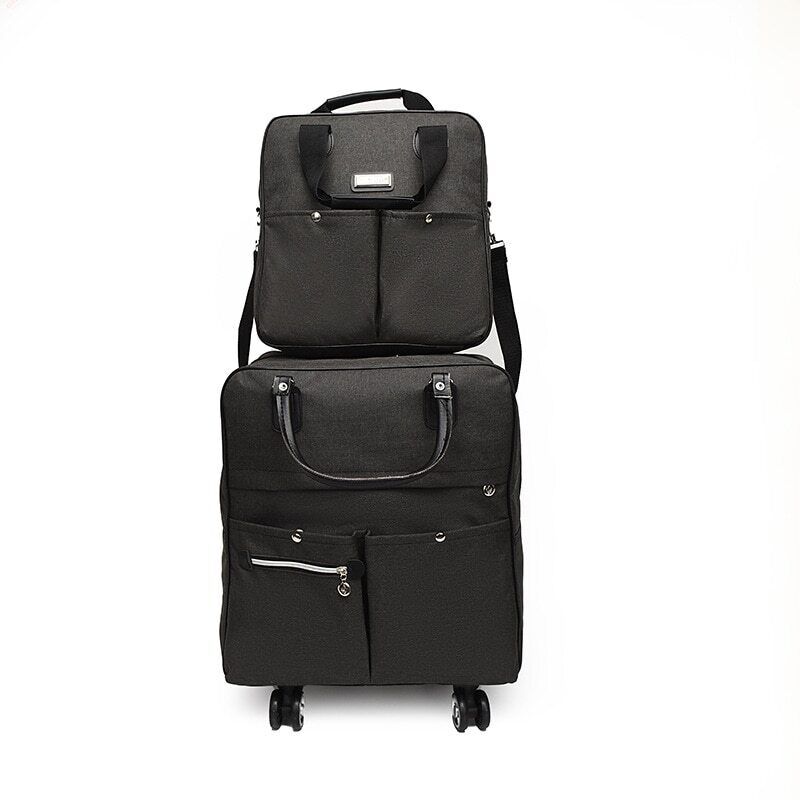 2PCS/SET Wheeled Bag Women Travel Backpack Girl Wheels Trolley Bags Suitcase Bag
