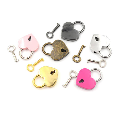Mini Padlock Love Heart Shape Padlock Tiny Luggage Bag Case Lock With Key-ca