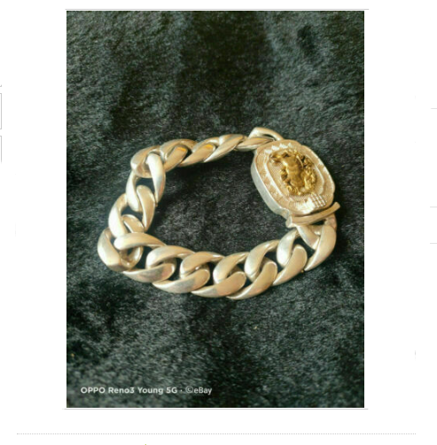 old tibet miao silver hand carving skull Statue bracelet noble gift