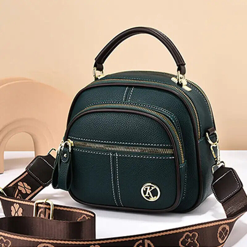 Multifunctional Compartments Adjustable Wide Shoulder Strap PU Crossbody Bag