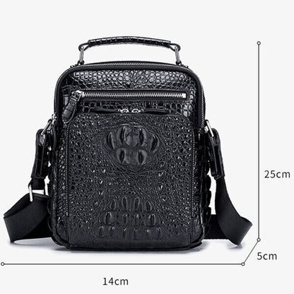 100% Genuine Leather Men's Crocodile Shoulder/Messenger Bag 8" Handbag Sport Bag