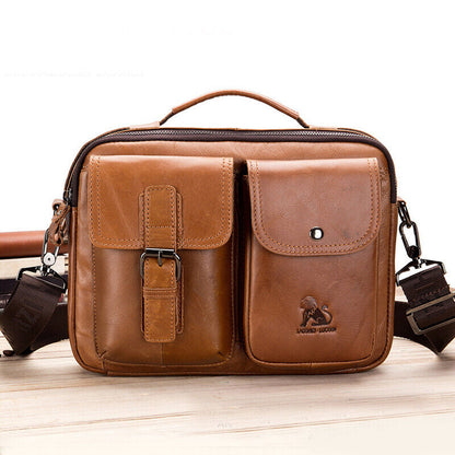 100% Genuine Leather Men's Handbag 11" Crossbody Shoulder Bag Business Messenger