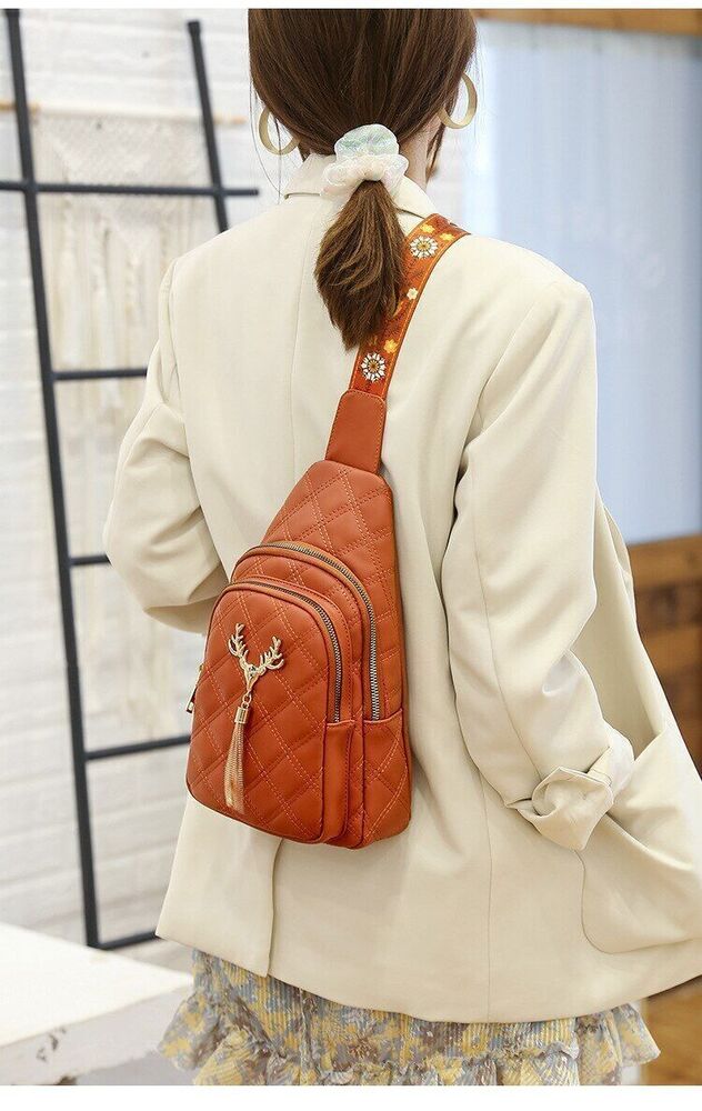 Tassels Women Crossbody Bags Chest Bag PU Waist Belt Bag Handbag