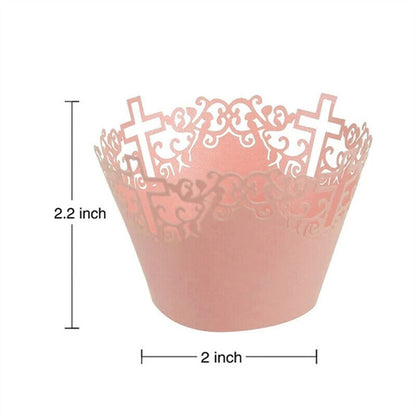 Baking Cup Liners 25Pcs Filigree Lace Out Cross Vine Paper Cake Cupcake Wrappers