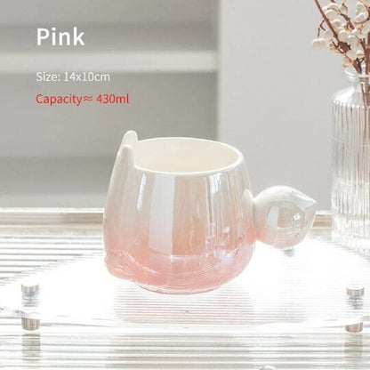 Ceramic Gradual Color Bunny Mug for Girl Cute Rabbit Cup 430 ml