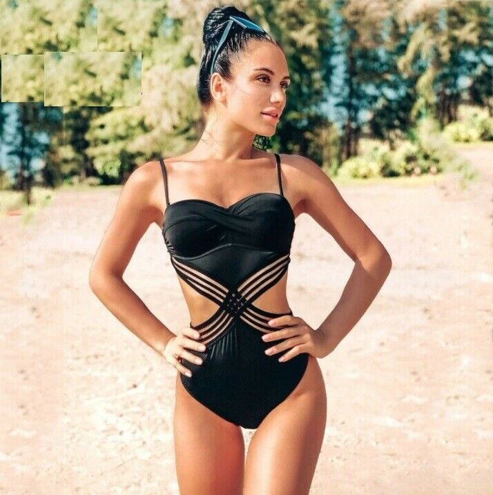 Women One-Piece Swimsuits Push Up Swimwear Patchwork Mesh Backless Bathing Suits
