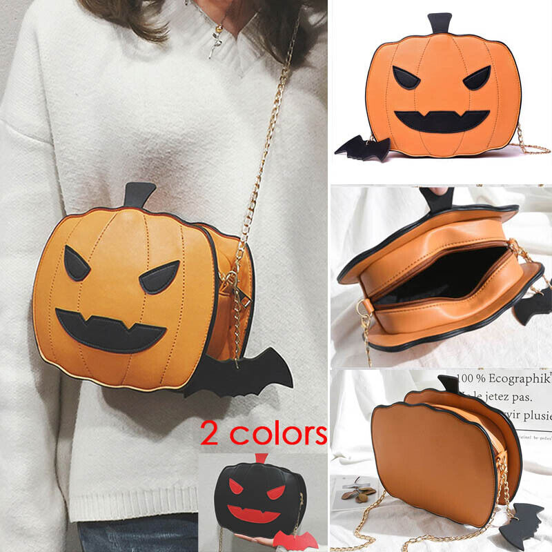 Women Pumpkin Handbag Halloween Candy Bag Little Devil Shoulder Messenger Bag