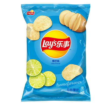 [Lime Flavor] Lay's Potato Chips Leshi Shupian Snack Food 70g 乐事薯片 青柠味