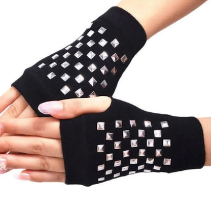 Women Fingerless Gloves Black Colour Half Finger Animals Pattern Rose Embroidery