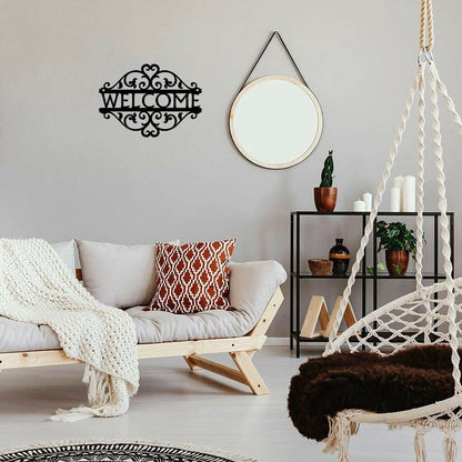 Decorative Curling Vine Metal Art Welcome Sign Metal Ornaments Wall Stickers