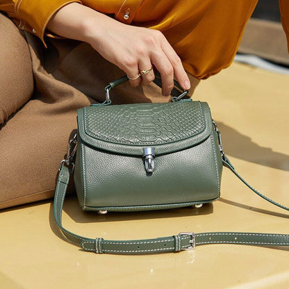 Women's Bag Genuine Leather Shoulder Bags Texture Zipper Handbags Women