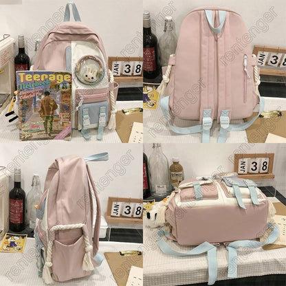 Nylon Bag Girl College Student Backpack Ladies School Bag Book Women Backpack