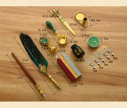 Wax Stamps Seal Feather Dip Quill Ink Gift Calligraphy Sealing Kits 2 3 Pen Sets