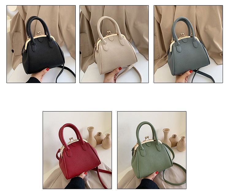 Vintage Leech Synthetic Leather Lock Shell Bag Shoulder Crossbody Tote Handbags