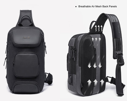 Charging Port Water Resistant Chest Pack Sling Bag Crossbody Backpack Business