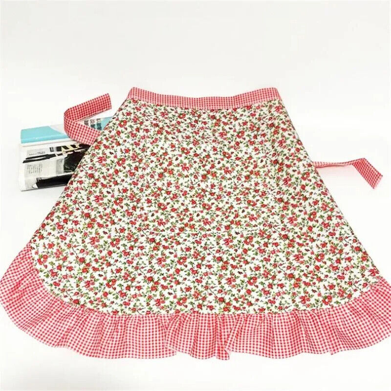 Kitchen Aprons Cloth Short Waist Lace Maid Women Waitress Party Costumes 48x66cm
