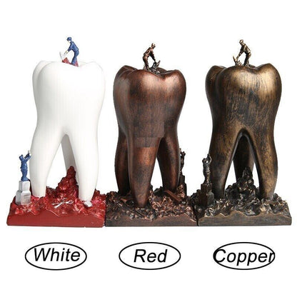 Creative Sculptures Teeth Artware Dental Clinic Crafts Toys Resin Metal 9x9x18cm