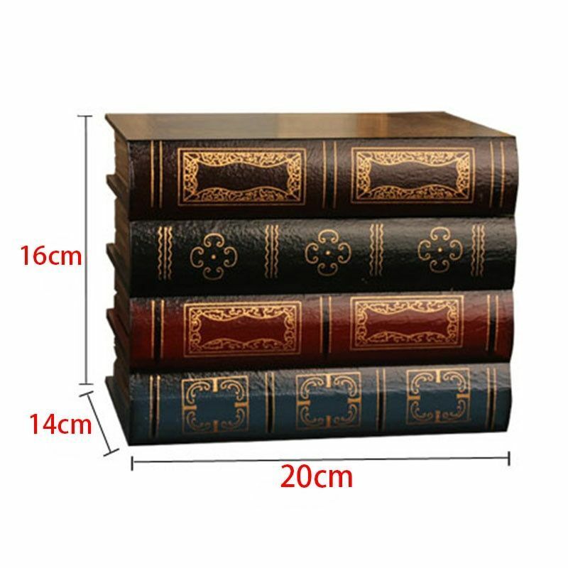 False Book Box Vintage Storage Props Jewelry Storage Wooden Antique Classic Bins
