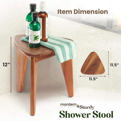Multi-Purpose Wooden Corner Step Stool Shower Desk Foot Rest Seat Bench Decor
