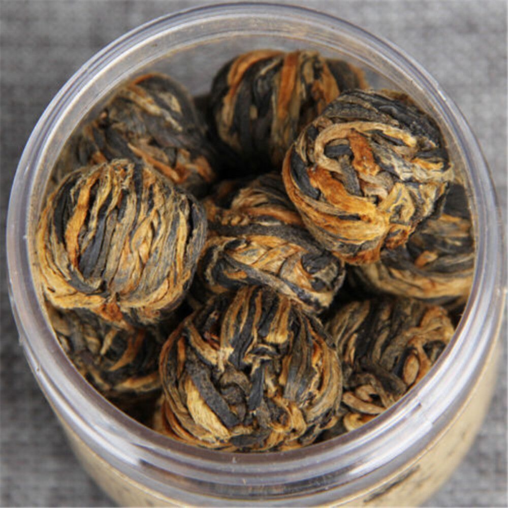 60g Handmade Organic Dian Hong Blooming Tea Ball Yunnan Black Tea Dragon Pearl