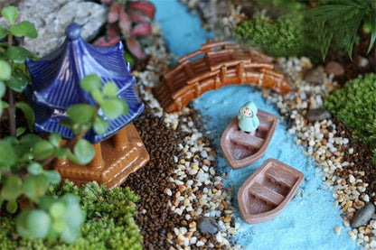 Miniature Assault Boat 2pcs Assembly Model Moss Craft Micro Landscape Decoration